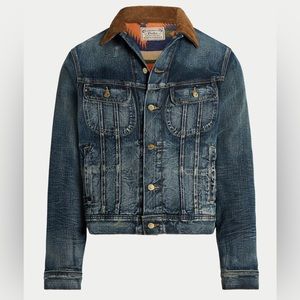 RALPH LAUREN POLO DENIM £ SUPPLY MENS TRUCKER DENIM AZTEC JACKET COAT Size XL